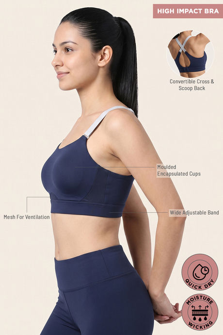 Zelocity High Impact Quick Dry Sports Bra - Black Iris — image 6